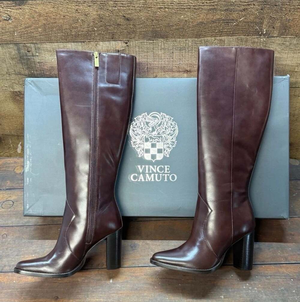 Vince Camuto Lecheya Knee-High Boots Size 6M Rich Mahogany Leather